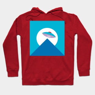 UFO AND MOON OVER THE MOUNTAIN Hoodie